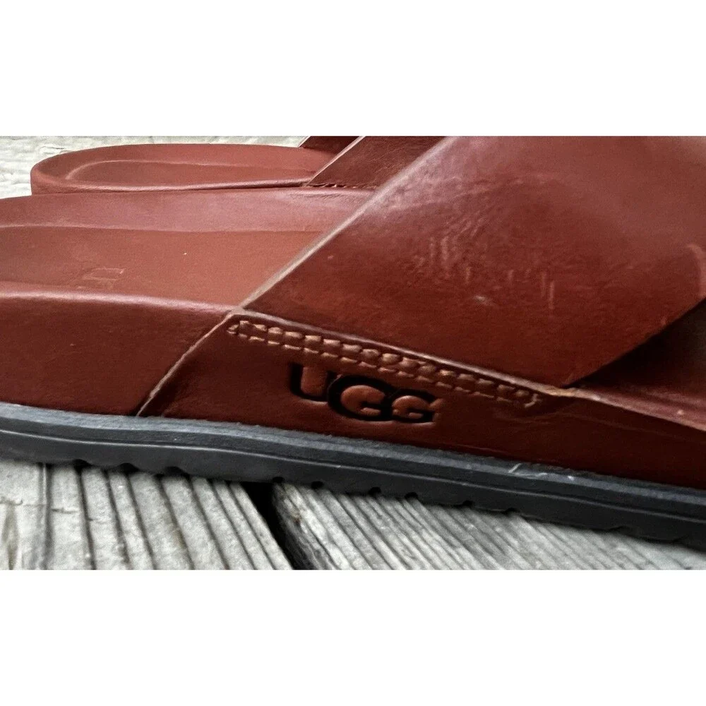 UGG Wainscott Men's 13 Slide Sandals Brown Leather 1117476